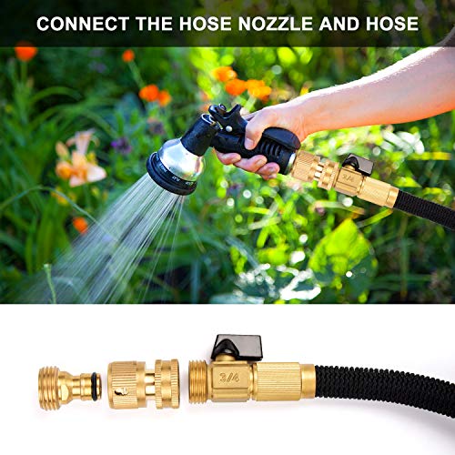 Kesfitt Garden Hose Quick Connector Solid Brass,3/4 Inch GHT Thread Fitting No-Leak Water Hose Female and Male Adapter (6 Sets)