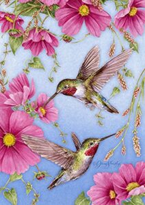 toland home garden 117158 hummingbirds with pink hummingbird flag 12×18 inch double sided hummingbird garden flag for outdoor house bird flag yard decoration