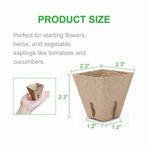 GROWNEER 120 Packs 2.3 Inches Square Peat Pots Plant Starters for Seedling with 15 Pcs Plant Labels, Biodegradable Herb Seed Starter Pots Kits, Garden Germination Nursery Pot