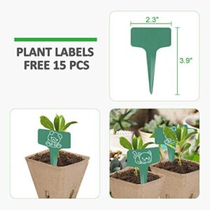 GROWNEER 120 Packs 2.3 Inches Square Peat Pots Plant Starters for Seedling with 15 Pcs Plant Labels, Biodegradable Herb Seed Starter Pots Kits, Garden Germination Nursery Pot