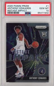 graded 2020-21 panini prizm anthony edwards #1 instant impact rookie rc basketball card psa 10 gem mint