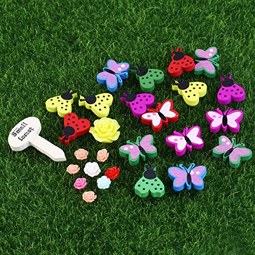 BESTOMZ Miniature Garden Ornaments, 58 Pieces Ornament Kits Set for DIY Fairy Garden Dollhouse Decor