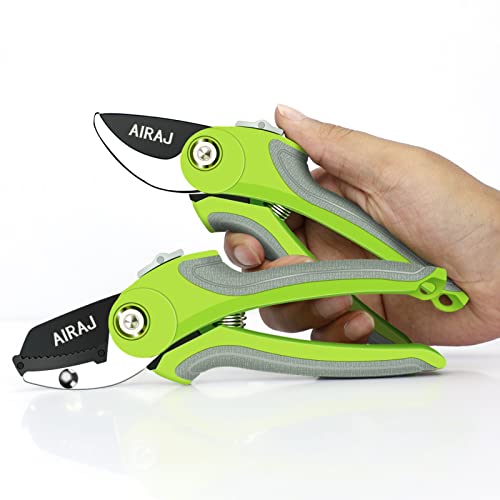 AIRAJ 2 Pack Steel Pruning Shears Set for Gardening,Professional SK-5 Steel Blade Sharp Anvil/Bypass Garden Shears Small-Perfectly Cutting Through Anything in Your Yard（Garden tool）
