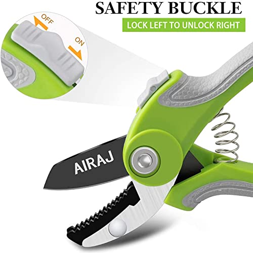 AIRAJ 2 Pack Steel Pruning Shears Set for Gardening,Professional SK-5 Steel Blade Sharp Anvil/Bypass Garden Shears Small-Perfectly Cutting Through Anything in Your Yard（Garden tool）