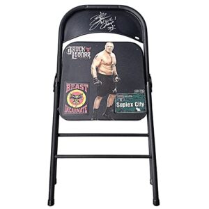 brock lesnar signed black full size steel folding chair jsa certified ufc wwe wrestling autographed