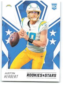 2020 panini rookies and stars #103 justin herbert rc – los angeles chargers nfl football card (rc – rookie card) nm-mt