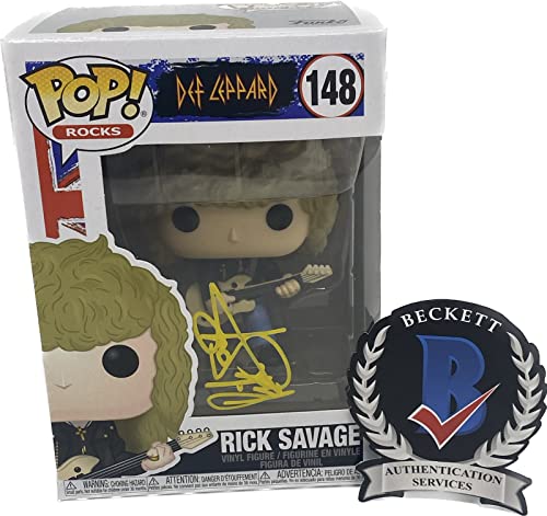 Rick Savage Signed Autographed Def Leppard Funko Pop Rocks Figure Beckett COA