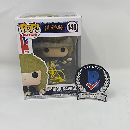 Rick Savage Signed Autographed Def Leppard Funko Pop Rocks Figure Beckett COA