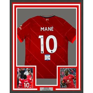 Framed Autographed/Signed Sadio Mane 33x42 Liverpool Red Soccer Jersey Beckett BAS COA