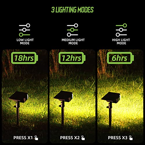 LITLISFlY Solar Spot Lights Outdoor Landscape Lights, 50 LEDs Solar Spotlight Outdoor Auto On/Off with 3 Modes, IP67 Solar Outdoor Lights Waterproof Garden Lights, 2in1 Solar Yard Spotlight,Warm White