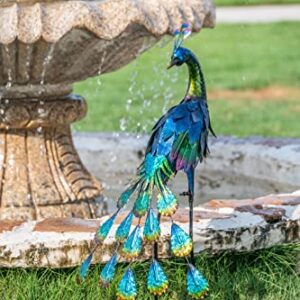 TERESA'S COLLECTIONS Yard Decor 3D Peacock Outdoor Statues, 22.4 Inch Metal Garden Sculptures Lawn Ornaments Yard Art for Outside Backyard Porch Patio Pond Pool Indoor Home Decorations