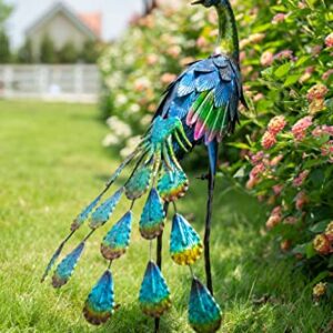 TERESA'S COLLECTIONS Yard Decor 3D Peacock Outdoor Statues, 22.4 Inch Metal Garden Sculptures Lawn Ornaments Yard Art for Outside Backyard Porch Patio Pond Pool Indoor Home Decorations