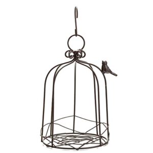 tj global iron birdcage hanging planter, metal wire flower pot basket wrought iron plant stands for plants, flowers, garden, patio, balcony outdoor and indoor décor