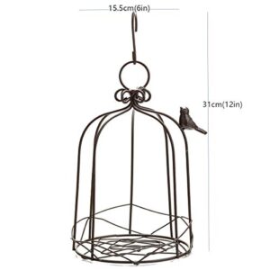 TJ Global Iron Birdcage Hanging Planter, Metal Wire Flower Pot Basket Wrought Iron Plant Stands for Plants, Flowers, Garden, Patio, Balcony Outdoor and Indoor Décor