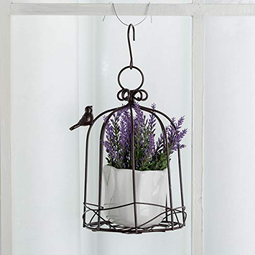 TJ Global Iron Birdcage Hanging Planter, Metal Wire Flower Pot Basket Wrought Iron Plant Stands for Plants, Flowers, Garden, Patio, Balcony Outdoor and Indoor Décor