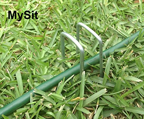 MySit 12" Garden Stakes Pins Landscape Staples 11Ga Tent Stakes 50 Pack, Heavy Duty Galvanized Steel Metal Yard Stakes Ground Lawn Staples Fence Anchors for Weed Barrier Fabric