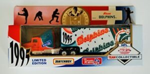 1995 matchbox nfl miami team collectible 1:87 scale die cast replica tractor trailer – dolphins