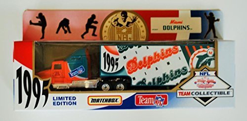 1995 MATCHBOX NFL MIAMI Team Collectible 1:87 Scale Die Cast Replica Tractor Trailer - DOLPHINS