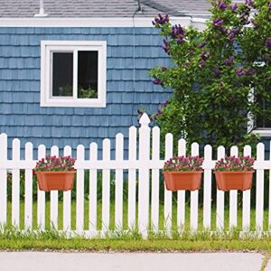 9.84” Wall Hanging Planters Railing Hanging Planters Plants Flowers Plastic Pots Baskets for Balcony Fence Garden Outdoor Indoor 3 Wall Pots(Terracotta red Color)