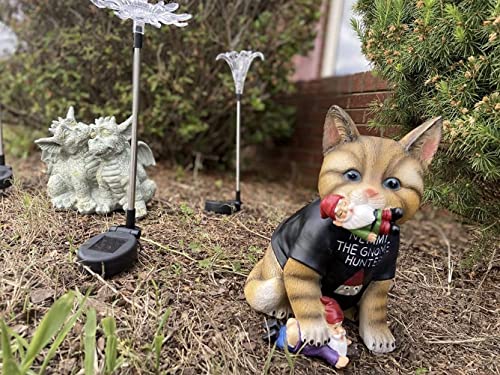 Nemmy The Gnome Hunter Garden Statue | American Shorthair Kitten | Housewarming Cat Gift for Cat Lovers | Outdoor Funny Gnomes Decoration | Gift For Grandma | Garden Design | 9 Inches Tall