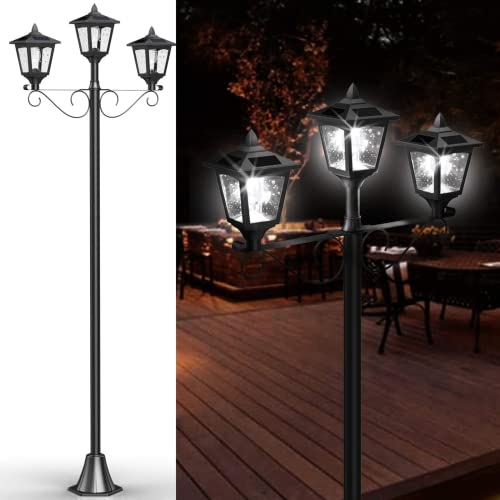 SUNGATH Solar Lamp Post Lights, Triple-Head Solar Lamp Outdoor Waterproof, Solar Pole Light for Street Driveway Garden Yrad Patio Decor, 72 Inches