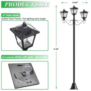 SUNGATH Solar Lamp Post Lights, Triple-Head Solar Lamp Outdoor Waterproof, Solar Pole Light for Street Driveway Garden Yrad Patio Decor, 72 Inches