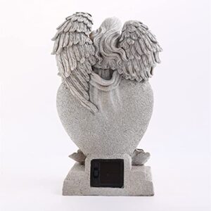 SJZ Garden Angel Statue Sympathy Gift with Cross Solar LED Light, Human Memorial Gifts , in Memory of Loved One, Condolence Gifts, Bereavement Gifts, Cemetary Grave Decorations