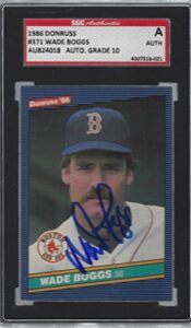 autographed 1986 donruss wade boggs boston red sox #371 sgc slabbed