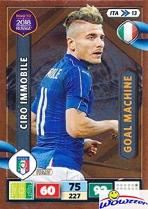 ciro immobile 2018 panini adrenalyn xl road to russia orange goal machine insert card! awesome special great looking card imported from europe! shipped in ultra pro top loader to protect it! wowzzer!