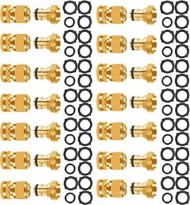 frqntkpa garden hose quick connector, no-leak 3/4 inch ght thread fitting water hose female adapter and male adapter, heavy-duty rust resistant brass water pipe connect, easy to use ( 14 pack ）