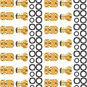 FRQNTKPA Garden Hose Quick Connector, No-Leak 3/4 Inch GHT Thread Fitting Water Hose Female Adapter and Male Adapter, Heavy-Duty Rust Resistant Brass Water Pipe Connect, Easy to Use ( 14 Pack ）