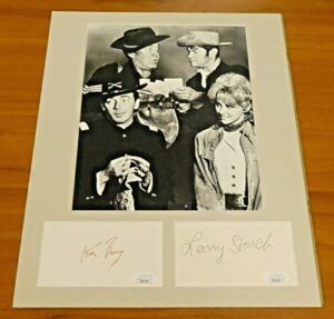 larry storch ken berry signed 3×5 index cards matted with jsa coa