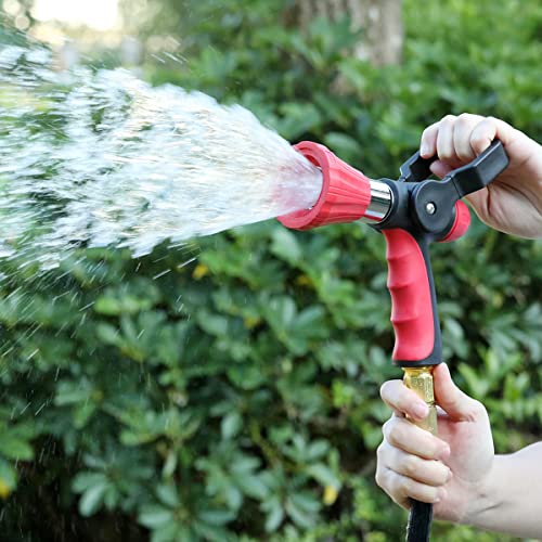 FANHAO High Pressure Fireman's Spray Nozzle, Heavy Duty Metal Garden Hose Nozzle with Slip Ergonomic Grip and Lever Handle, Adjustable Water Nozzle for Watering Lawn and Garden