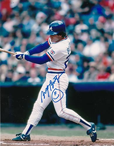 BRETT BUTLER ATLANTA BRAVES ACTION SIGNED 8x10 - Autographed MLB Photos