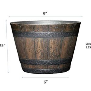 Classic Home and Garden S74D-037R Whiskey Barrel, 9", Kentucky Walnut