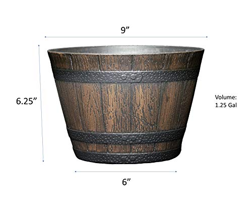 Classic Home and Garden S74D-037R Whiskey Barrel, 9", Kentucky Walnut