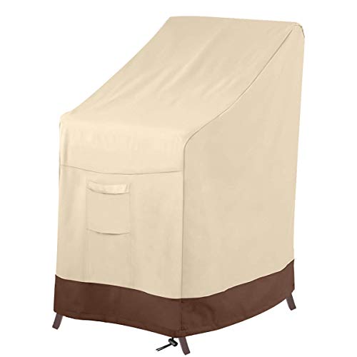 Vailge Stackable Patio Chair Cover,100% Waterproof Outdoor Chair Cover, Heavy Duty Lawn Patio Furniture Covers,Fits for 4-6 Stackable Dining Chairs,36" Lx28 Wx47 H,Beige&Brown