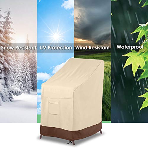 Vailge Stackable Patio Chair Cover,100% Waterproof Outdoor Chair Cover, Heavy Duty Lawn Patio Furniture Covers,Fits for 4-6 Stackable Dining Chairs,36" Lx28 Wx47 H,Beige&Brown