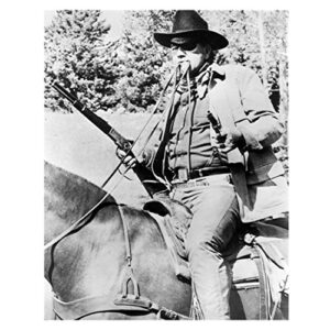 john wayne the duke 8 x 10 photo rooster cogburn on horse reins in mouth gun drawn black eye patch kn