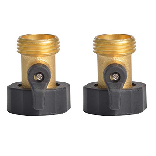 HYDRO MASTER Heavy Duty Brass Shut Off Valves Garden Hose Connectors with Extra Rubber Seals 3/4" NH(2 Pack)