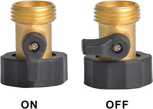 HYDRO MASTER Heavy Duty Brass Shut Off Valves Garden Hose Connectors with Extra Rubber Seals 3/4" NH(2 Pack)