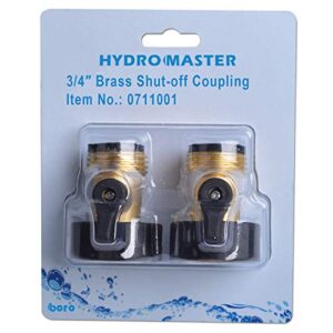 HYDRO MASTER Heavy Duty Brass Shut Off Valves Garden Hose Connectors with Extra Rubber Seals 3/4" NH(2 Pack)