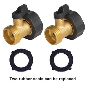 HYDRO MASTER Heavy Duty Brass Shut Off Valves Garden Hose Connectors with Extra Rubber Seals 3/4" NH(2 Pack)