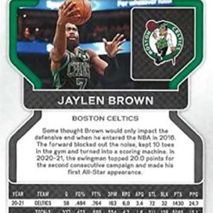 2021-22 PANINI PRIZM #97 JAYLEN BROWN BOSTON CELTICS BASKETBALL OFFICIAL TRADING CARD OF THE NBA