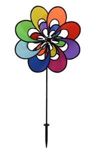 in the breeze spectrum double windee wheelz – ground stake included – colorful flower spinner for your yard and garden,2723