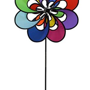 In the Breeze Spectrum Double Windee Wheelz - Ground Stake Included - Colorful Flower Spinner for Your Yard and Garden,2723