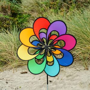 In the Breeze Spectrum Double Windee Wheelz - Ground Stake Included - Colorful Flower Spinner for Your Yard and Garden,2723