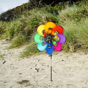 In the Breeze Spectrum Double Windee Wheelz - Ground Stake Included - Colorful Flower Spinner for Your Yard and Garden,2723