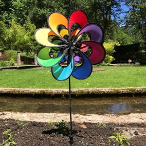 In the Breeze Spectrum Double Windee Wheelz - Ground Stake Included - Colorful Flower Spinner for Your Yard and Garden,2723