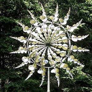 unique and magical metal windmill,3d wind powered kinetic sculpture, metal wind spinner solar, lawn solar wind spinners for yard and garden, wind catchers metal outdoor patio decoration wind sculpture